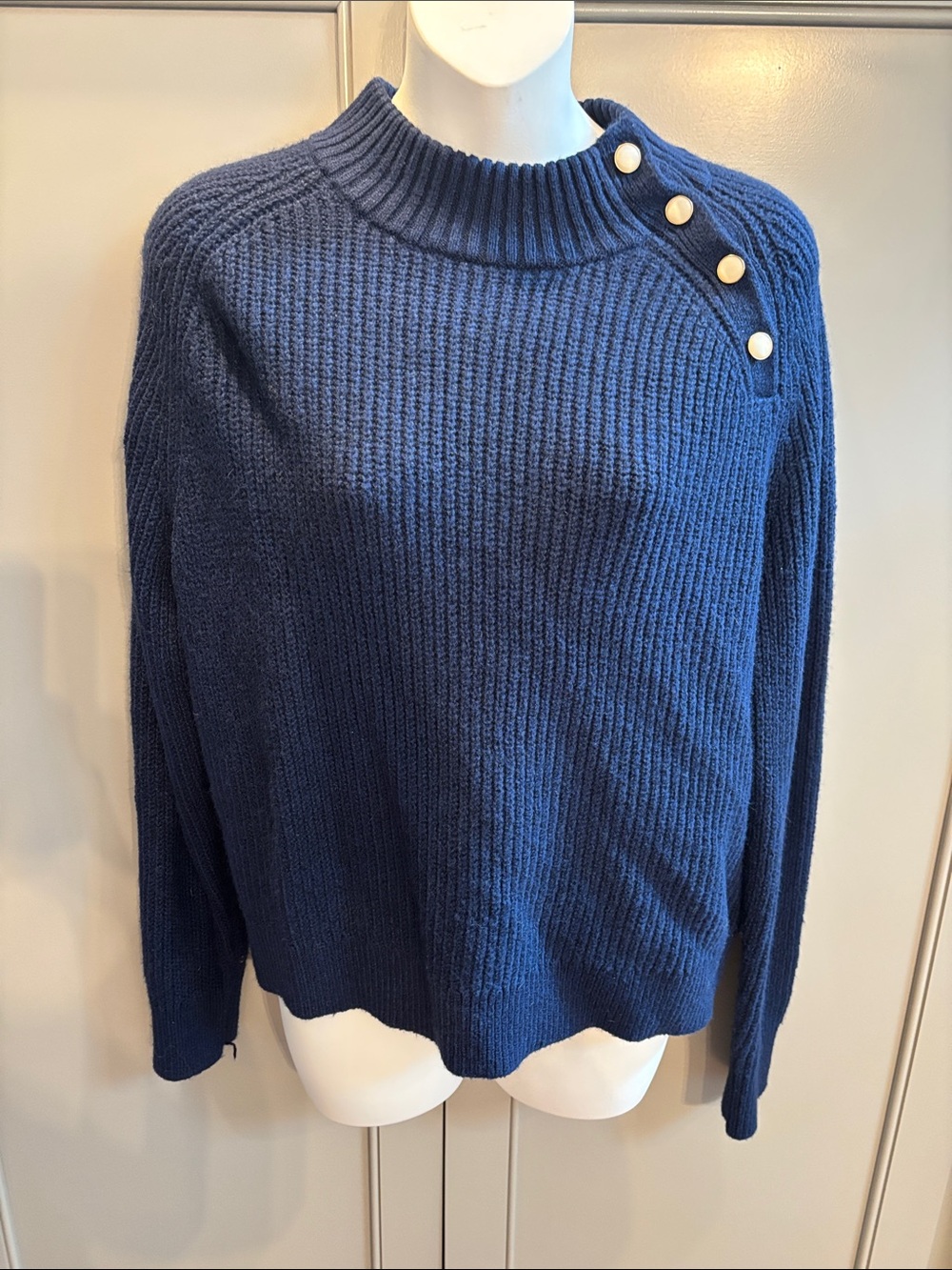 J Crew Navy Blue Ribbed knit sweater M